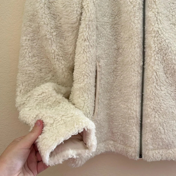 PrAna Good Lux Sherpa Quilted Ivory Zip Up Jacket Off White Minimal Lined Size S - Picture 7 of 10